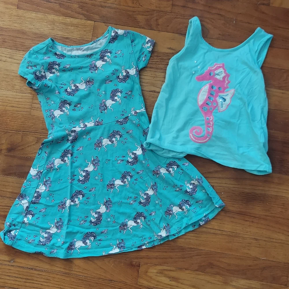 🎁 10/$25. Teal turquoise bundle of sundress and tank, Size Small - Picture 2 of 9